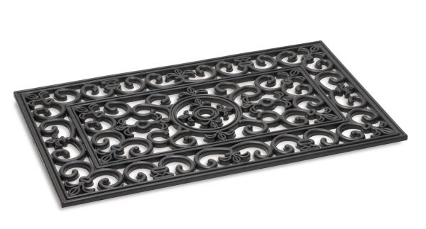Kilkenny Rectangle iron scroll effect outdoor rubber entrance mat - floor mat